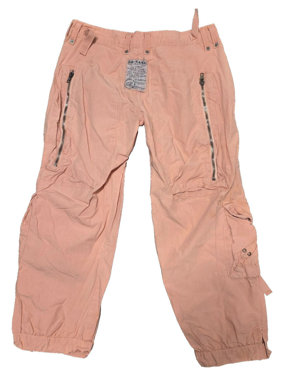 Da-Nang Pink Chino Pants Embroidered Cargo Pockets XS 27x22